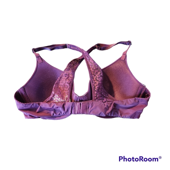 VICTORIAS SECRET UPLIFT SEMI DEMI BRA LACE RACERBACK SIZE 34B EUC - Picture 2 of 10